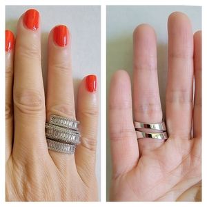 Silvertone Adjustable Crystal Ring, Size 7-8